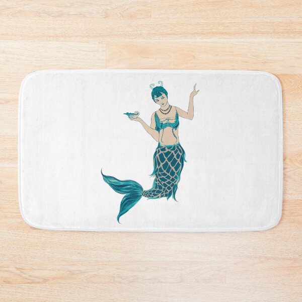 Item preview, Teal Mermaid with Shell and Jewels designed and sold by BadassBazaar.