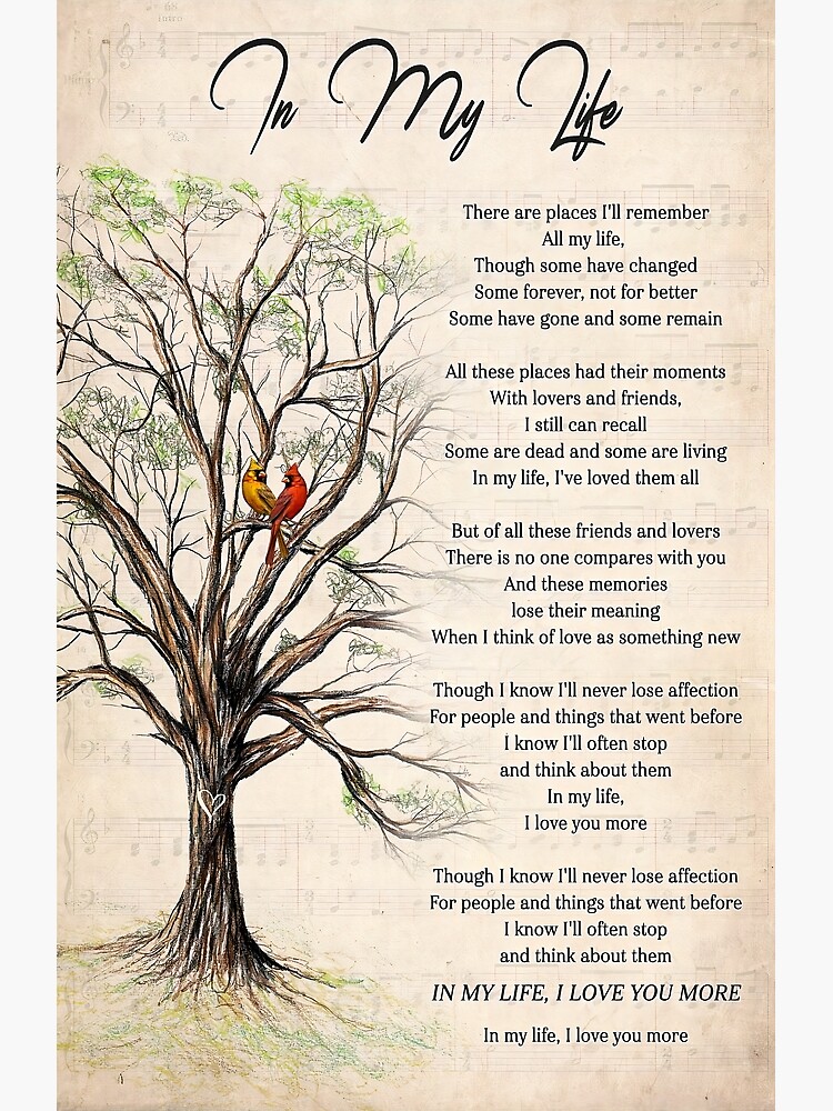In My Life Lyrics Poster The Beatles Song Lyrics Poster Song Poster
