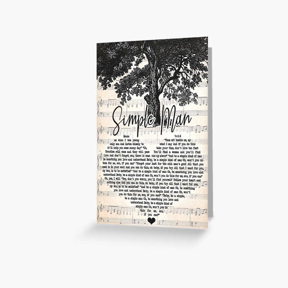 "Simple Man Lyrics Poster, Lynyrd Skynyrd Song Lyrics Poster, Song