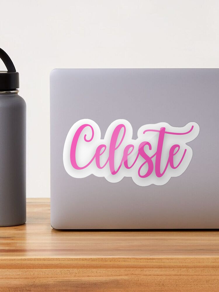 Pretty Pink Celeste Name Design Pink Script Sticker for Sale by debmund