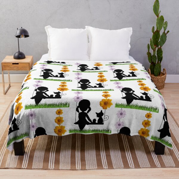 Item preview, girl with cat,flowers for T-shirt designed and sold by time-to-relax.