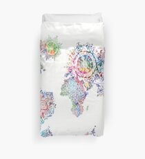world map mandala white Duvet Cover