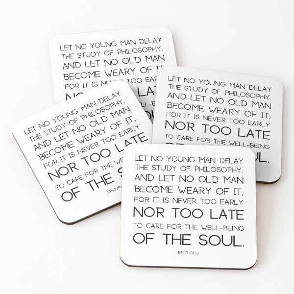 Item preview, Let No Young Man Delay The Study of Philosophy Epicurus Quote designed and sold by NewStoics.