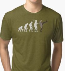 Evolution of Bean (White) Tri-blend T-Shirt