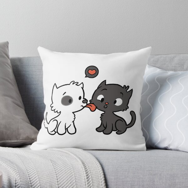 Doggy loves Kitty Throw Pillow