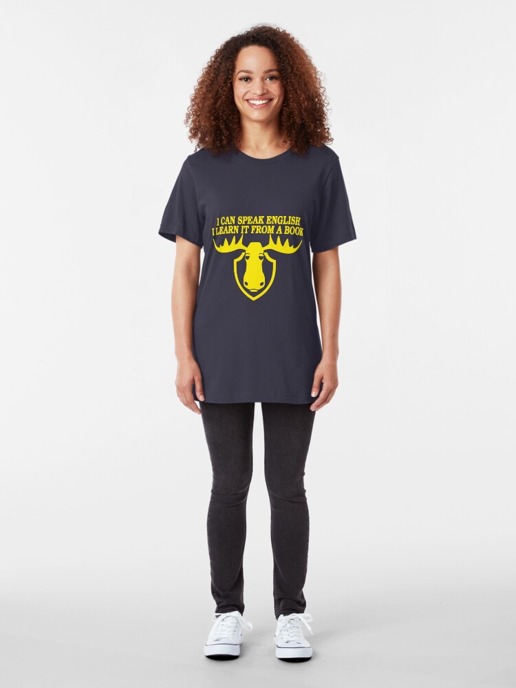 Alternate view of I Can Speak English, I Learn It From a Book Slim Fit T-Shirt