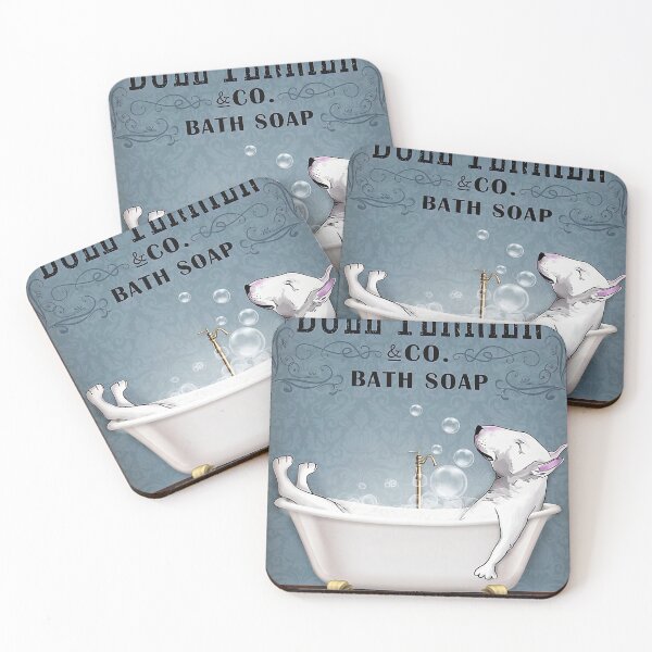 Item preview, Bull Terrier Bath Soap Company Poster, Wash Your Paws, Dog Poster, Dog Lover Gift, Dog Bathroom Decor, Dog Bathroom Wall Art, Bull Terrier Lovers designed and sold by Steve Kane.