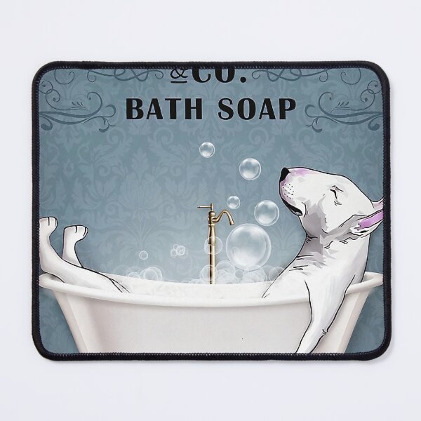 Item preview, Bull Terrier Bath Soap Company Poster, Wash Your Paws, Dog Poster, Dog Lover Gift, Dog Bathroom Decor, Dog Bathroom Wall Art, Bull Terrier Lovers designed and sold by Steve Kane.
