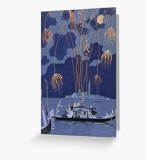 Georges Barbier - Fireworks In Venice, Illustration For Fetes Galantes Greeting Card