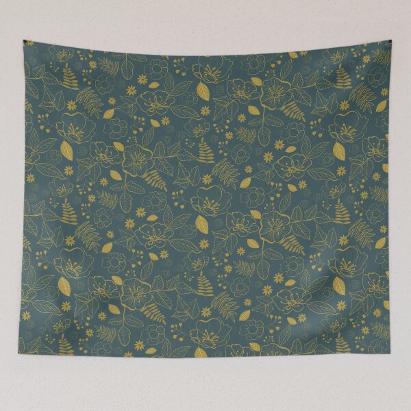 Item preview, California Wild Rose Mustard and Teal Design designed and sold by WalkSimplyArt.