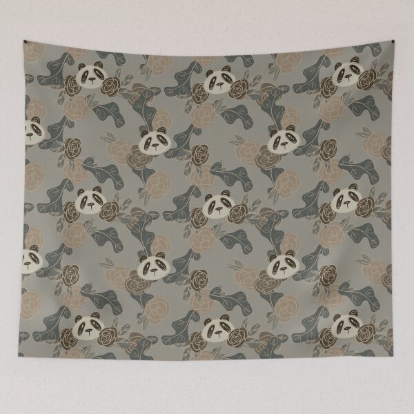 Item preview, Cottagecore Bohemian Lined Flowers and Pandas (light) - 1000Pandas by Amanda Roos designed and sold by Amanda Roos.