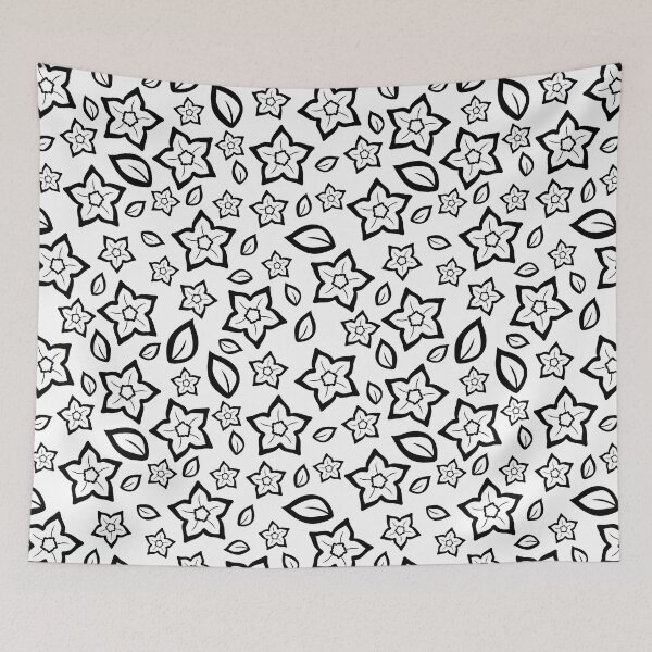 Item preview, Black Over White Abstract Line Art Flower Pattern designed and sold by BiscuitSnack.