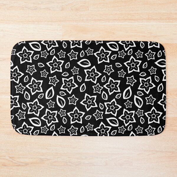 Item preview, White Over Black Abstract Line Art Flower Pattern designed and sold by BiscuitSnack.
