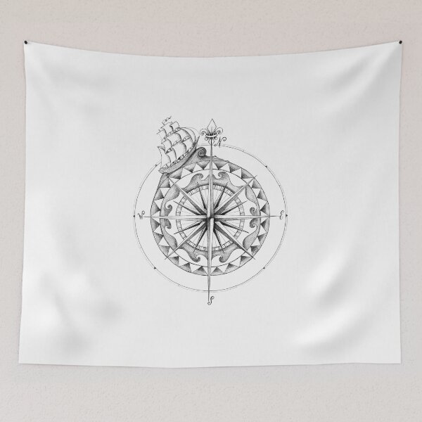 Item preview, Compass hand drawn original artwork designed and sold by squidinkart.