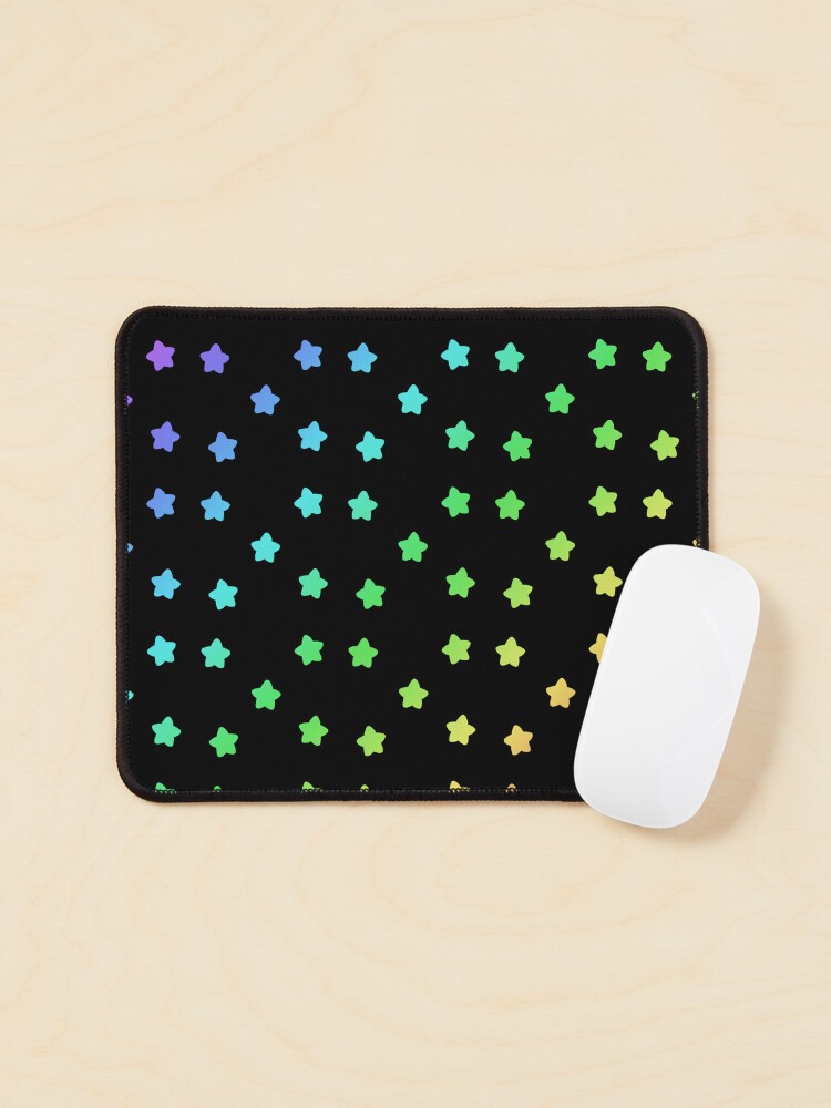 Imagen 1 de 5, Alfombrilla de ratón con la obra Patrón de estrellas del arco iris negro, diseñada y vendida por BiscuitSnack.