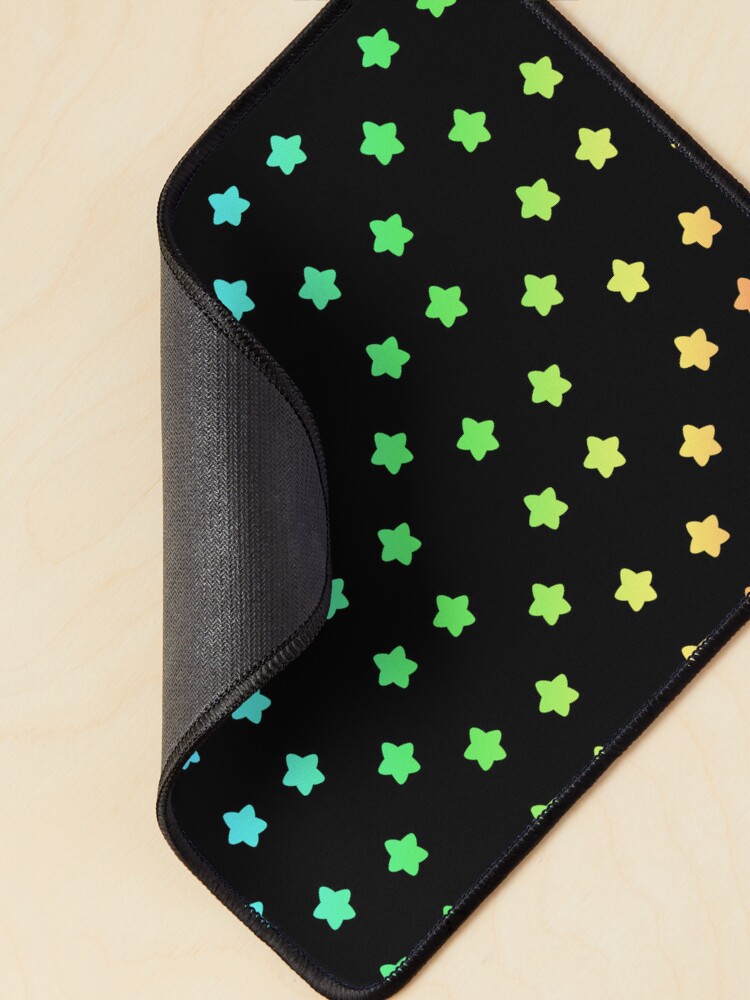Imagen 2 de 5, Alfombrilla de ratón con la obra Patrón de estrellas del arco iris negro, diseñada y vendida por BiscuitSnack.