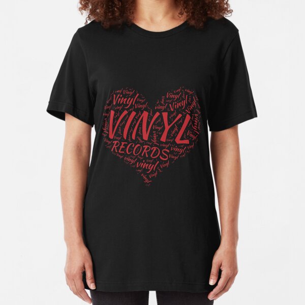 Vinyl Records Heart Slim Fit T-Shirt