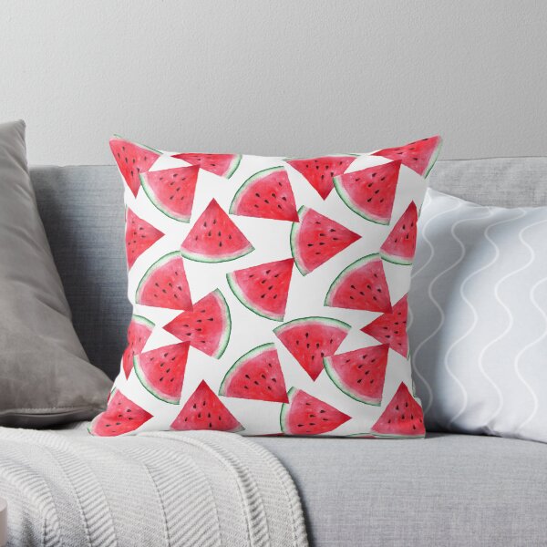 Juicy watermelon. Watercolor Tropical Fruit Throw Pillow