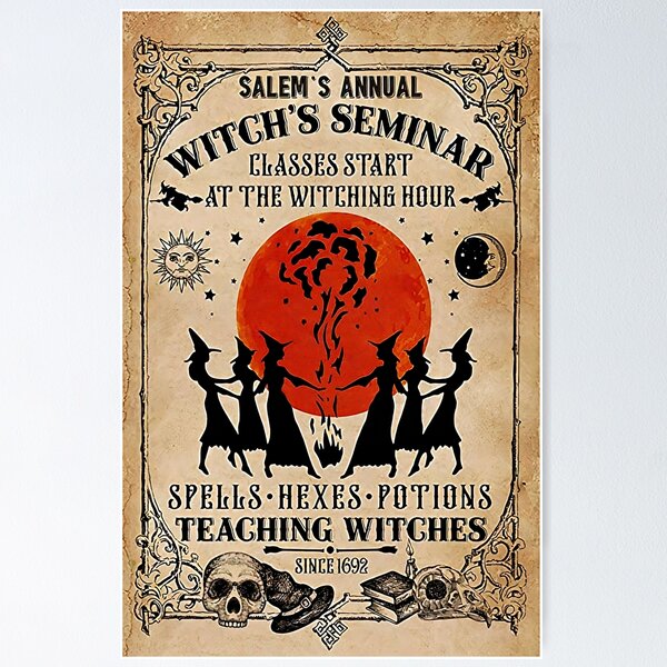 Item preview, Salem's Annual Witch's Seminar Vintage Poster, Witch Poster, Witch Home Decor, Witch Wall Art, Witch Art, Witch Print, Witch Decor, moon witch poster, the witch poster designed and sold by Steve Kane.