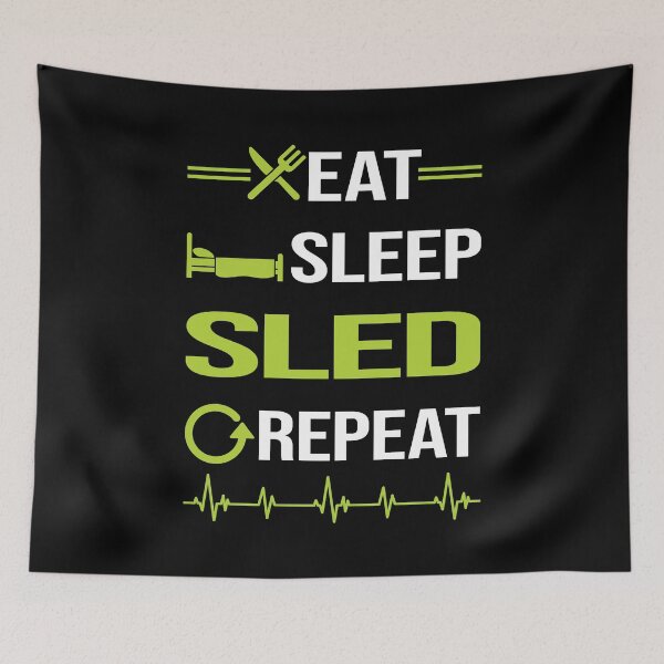 Item preview, Funny Eat Sleep Repeat Sledding Sledging Sleighing designed and sold by HappyTshirt1239.