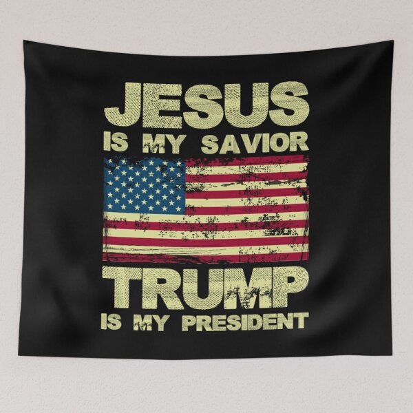 Item preview, Jesus Is My Savior Trump Is My Presiden Funny Trump Flag designed and sold by BufFord71.
