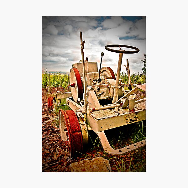 Old tractor at sunset - Cramant - Champagne region Photographic Print