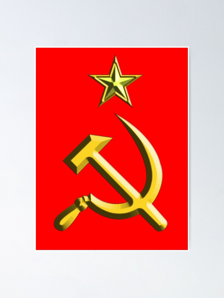 Russia Ussr Communist Soviet Union Hammer Sickle Gold On Red Poster Von Tomsredbubble Redbubble