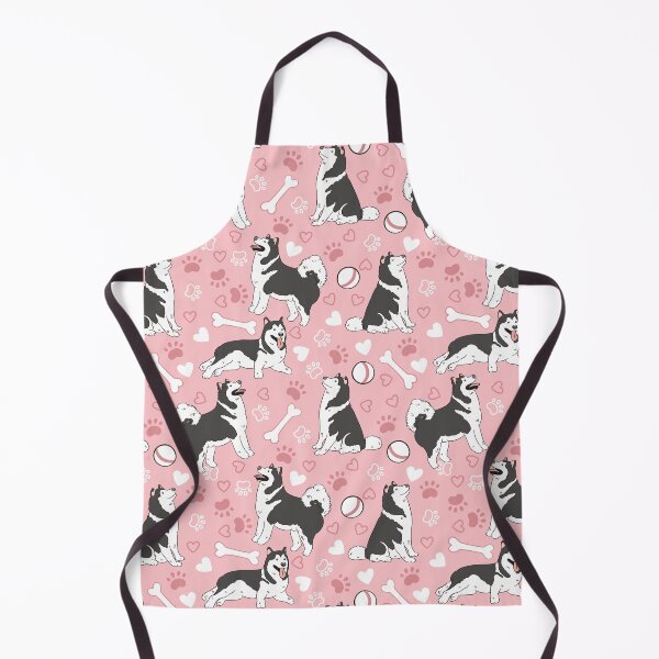 Item preview, Playing Black and White Alaskan Malamute - Pink Background designed and sold by Lulupainting.