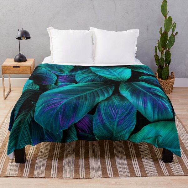 Item preview, "Electric Jungle Glow" - A mesmerizing blue neon tropical leaves photograph designed and sold by pocketgraphic.