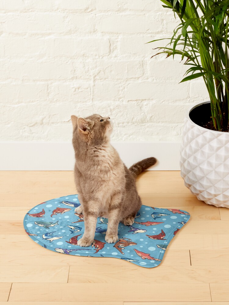 Alternate view of Sharks in the light blue Pet Mat