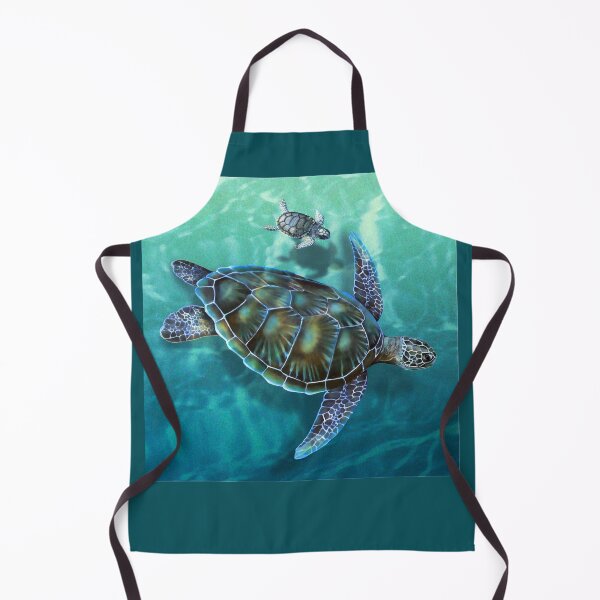 Item preview, green turtle mother and baby swimming together designed and sold by Trish Hart.