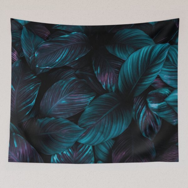 Item preview, "Neon Oasis" - A stunning photograph of blue neon tropical leaves designed and sold by pocketgraphic.