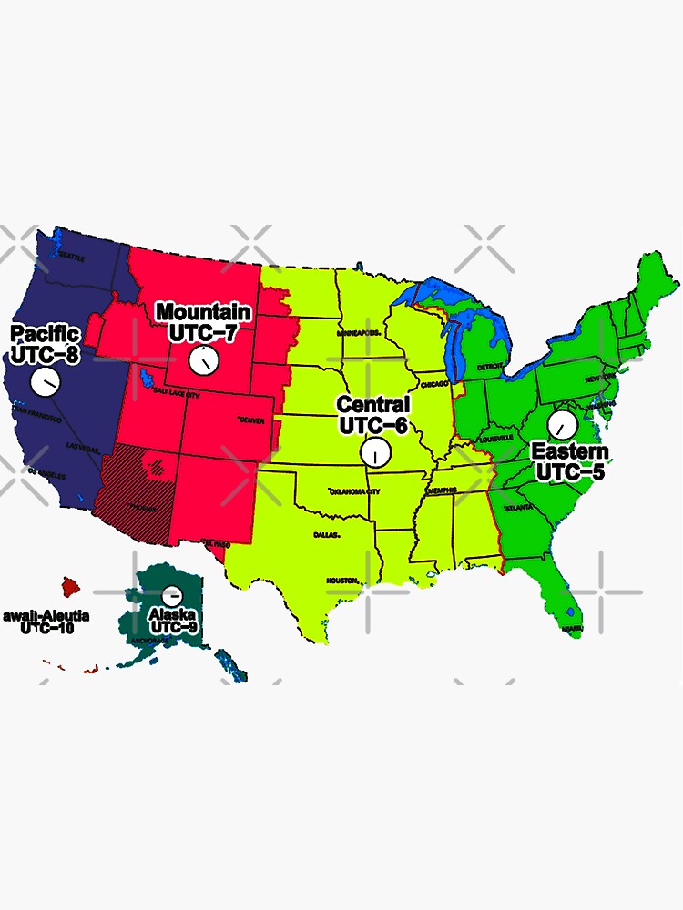 &ldquo;Usa TIME zone map&rdquo; Sticker for Sale by m-j-k-a-i | Redbubble