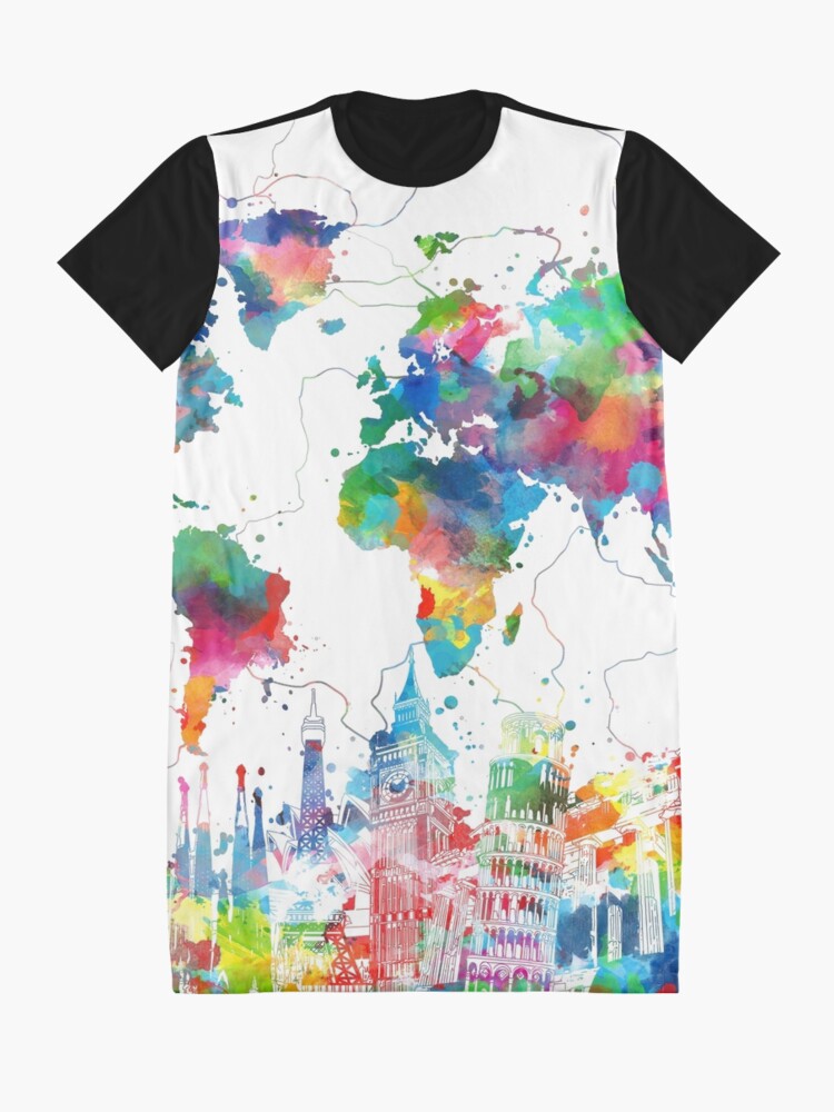 Alternate view of world map Graphic T-Shirt Dress