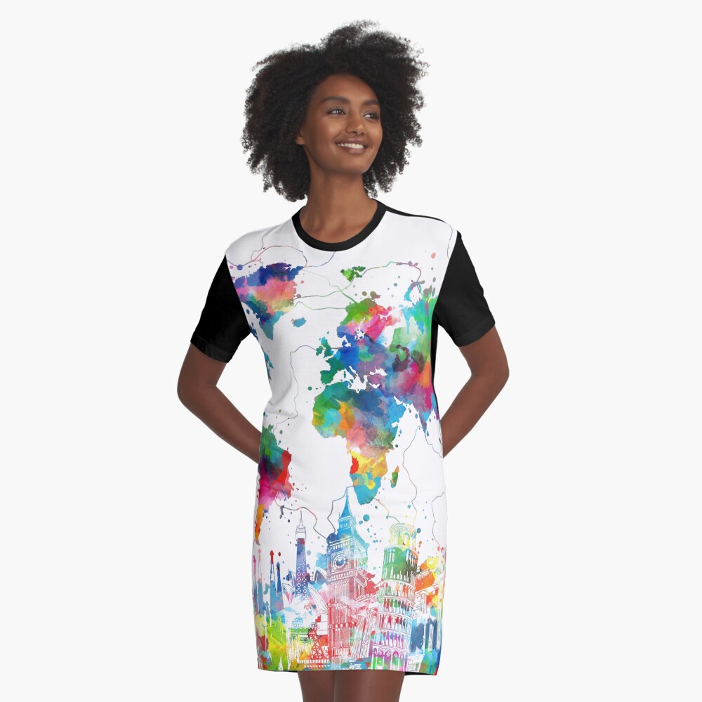 world map Graphic T-Shirt Dress
