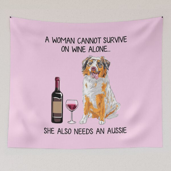 Item preview, Aussie and wine Funny gift for dog mom designed and sold by TeeDoozy.