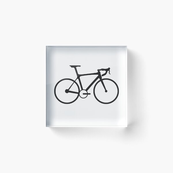 Racing Bike. Road Bike, Racing bicycle, Black on White. Acrylic Block
