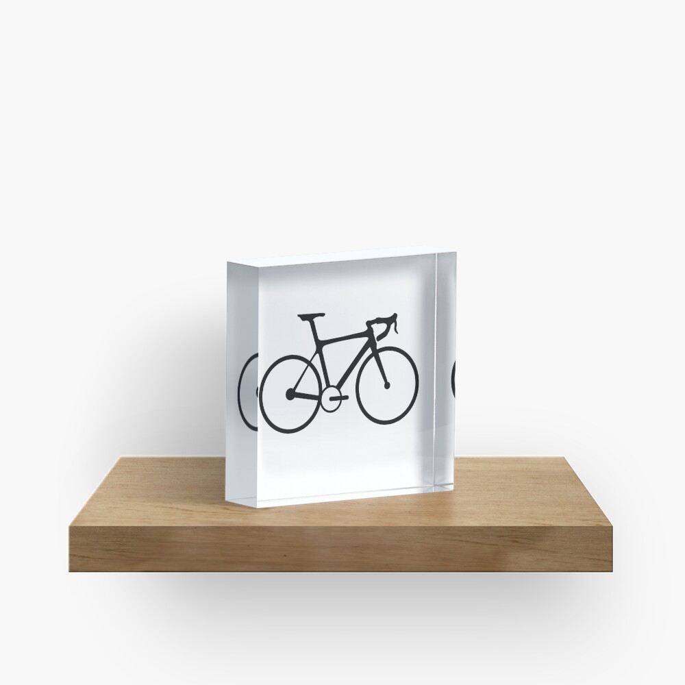 Racing Bike. Road Bike, Racing bicycle, Black on White. Acrylic Block