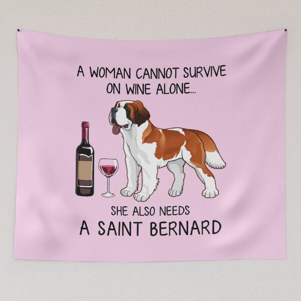 Item preview, Saint Bernard and wine Funny gift for dog mom designed and sold by TeeDoozy.