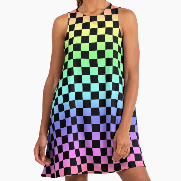 Black Checkered Rainbow Ombre Pattern" A-Line Dress for Sale by SaradaBoru  | Redbubble