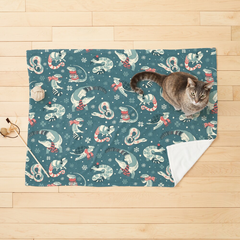Winter herps in dark blue Pet Blanket