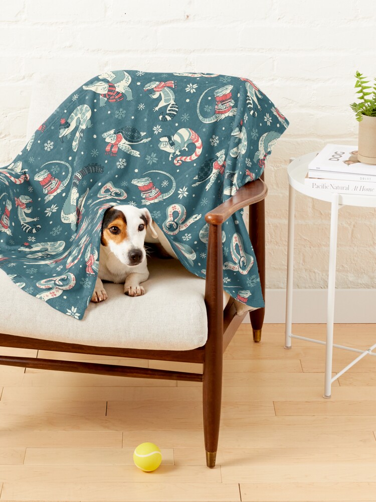 Alternate view of Winter herps in dark blue Pet Blanket
