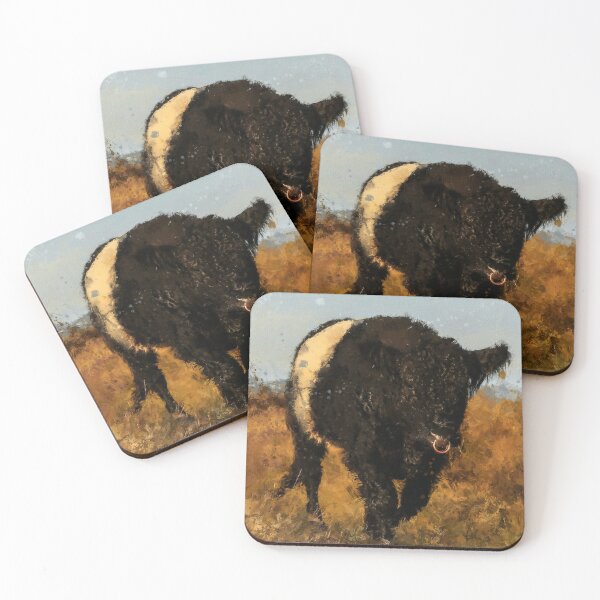Item preview, Belted Galloway Cow, Cute Farm Animal, Belted Galloway Cattle Oil Paint, Scottish Belted Galloway Cattle designed and sold by Paintcorner.