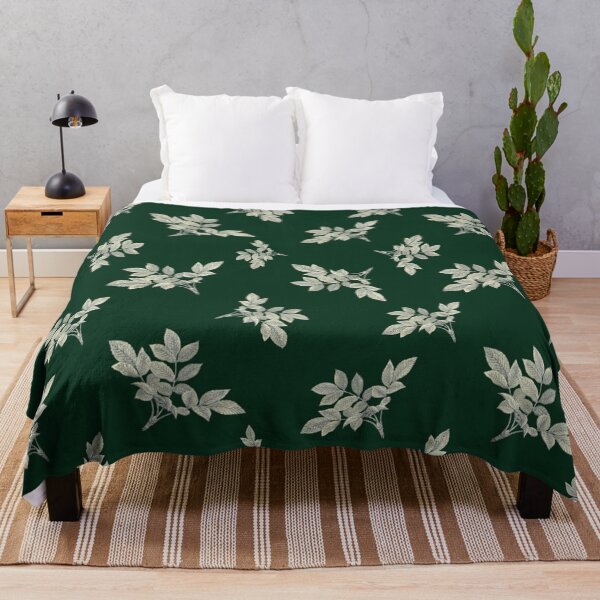 Item preview, Floral White Leaves on Fern Green Background designed and sold by GoldenPine.