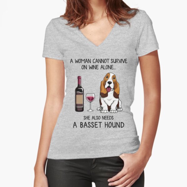 Item preview, Basset Hound and wine Funny gift for dog mom designed and sold by TeeDoozy.