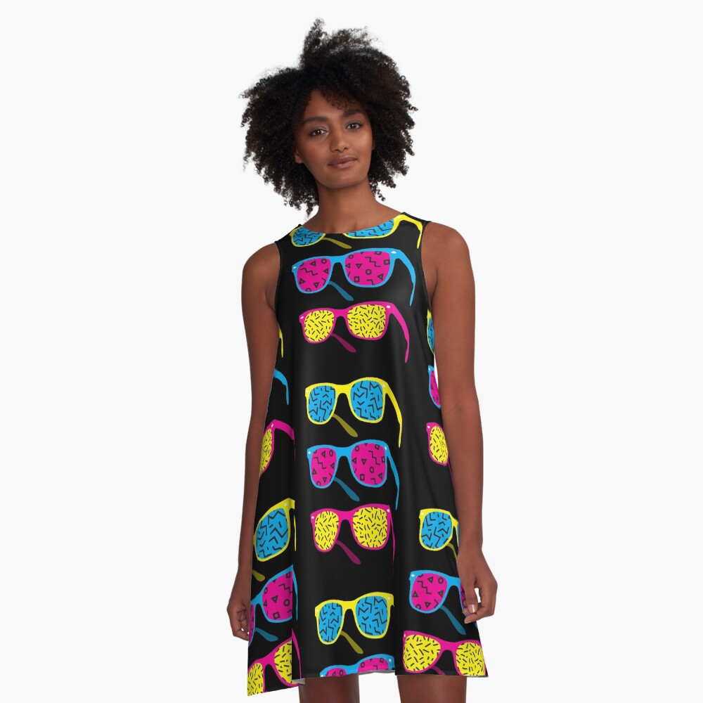 Retro Hipster 80's 1980s Glasses: Costume & Casual A-Line Dress
