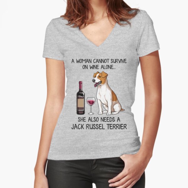 Item preview, Jack Russel Terrier and wine Funny gift for dog mom designed and sold by TeeDoozy.