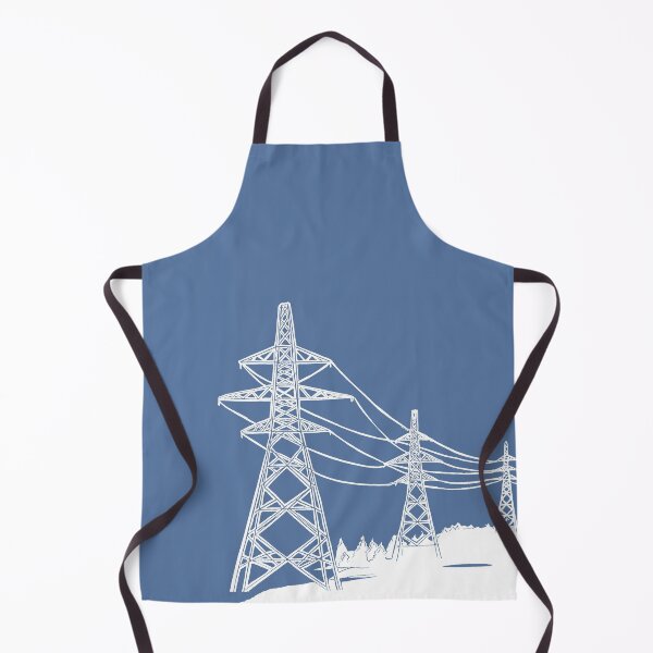 Item preview, Electricity Pylons Linocut Print. White Silhouette on Blue designed and sold by Maddy Bennett.