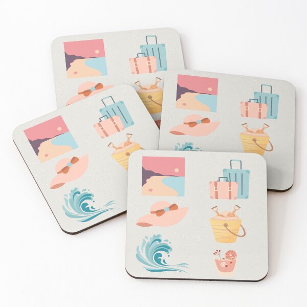 Item preview, Sunny Summer Beach pink and blue Aesthetic Wallpaper designed and sold by Levated.