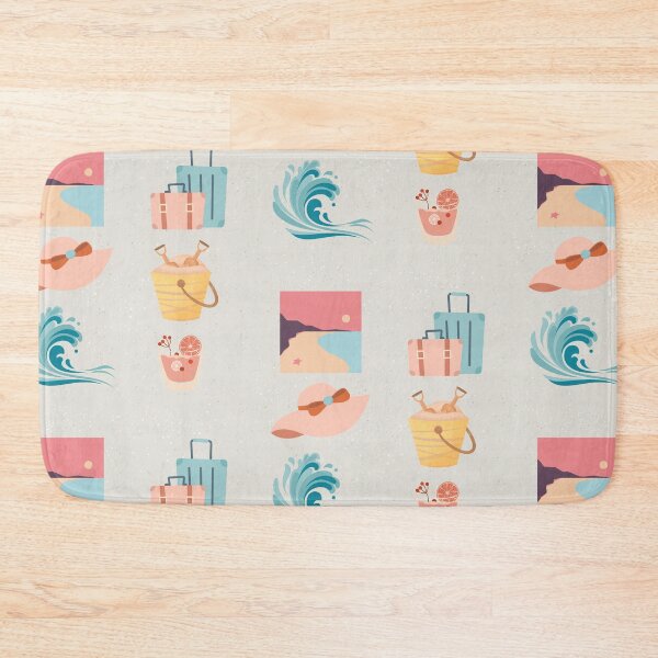 Item preview, Sunny Summer Beach pink and blue Aesthetic Wallpaper designed and sold by Levated.
